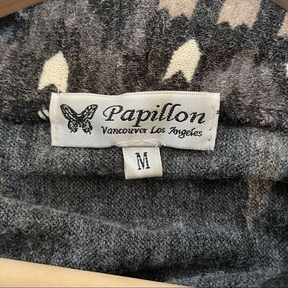 Papillon cowl neck geometric black gray white sweater dress size Medium - Picture 2 of 9